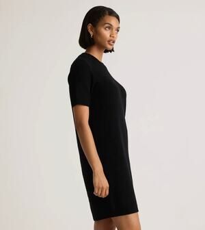Quince NWT Mongolian Cashmere Short Sleeve Mini Dress Black Size Small